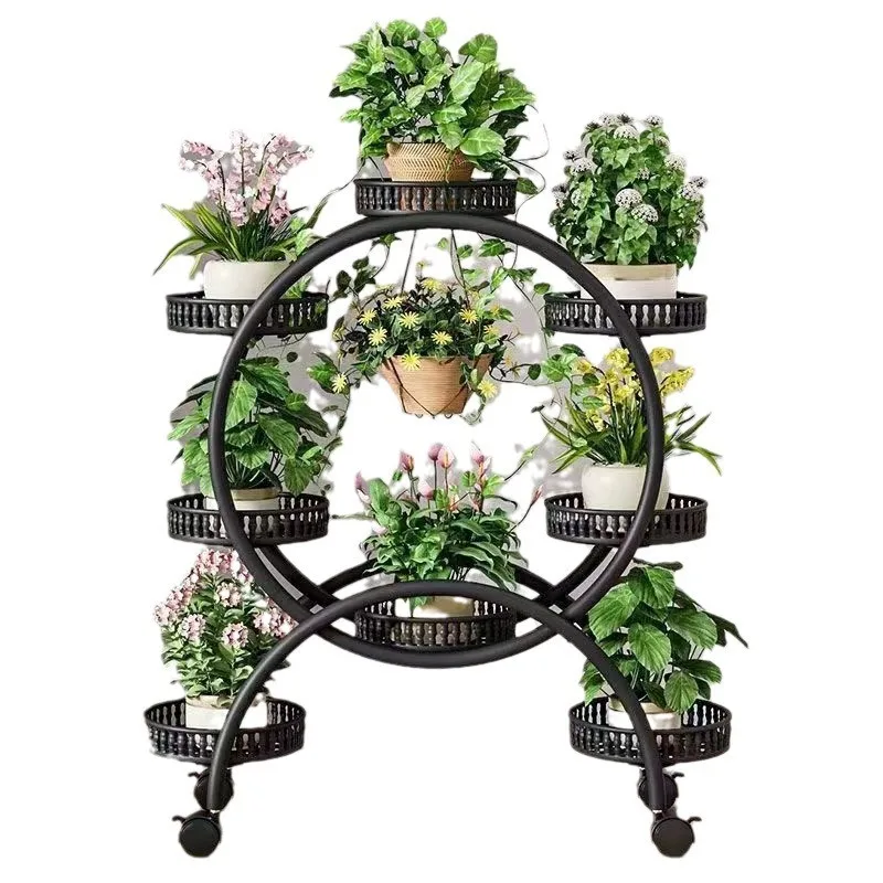 Floor Pots Multi-functional Metal Modern Creative Garden Living Room New Flower Indoor/outdoor Stand Circular Display Home Iron