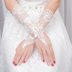 Summer New White Wedding Gloves Wedding Gloves Short Paragraph Long Lace Gloves