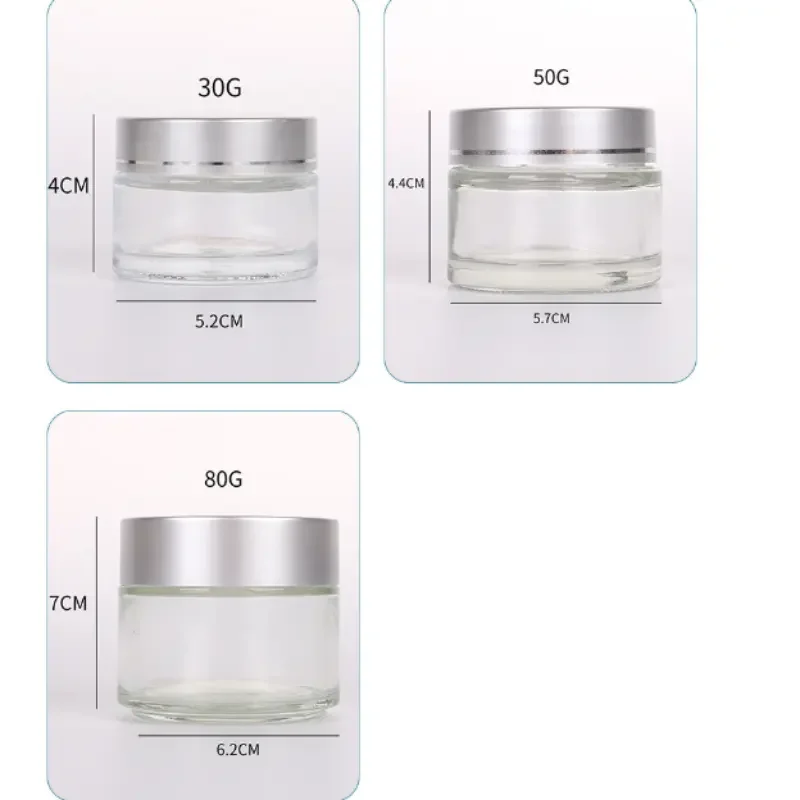 10g 20g 2oz 30 ml 50g 2 oz Luxury Face Cosmetic Lotion Containers Custom Empty Frosted Cosmetic Cream Glass Jar with Lids