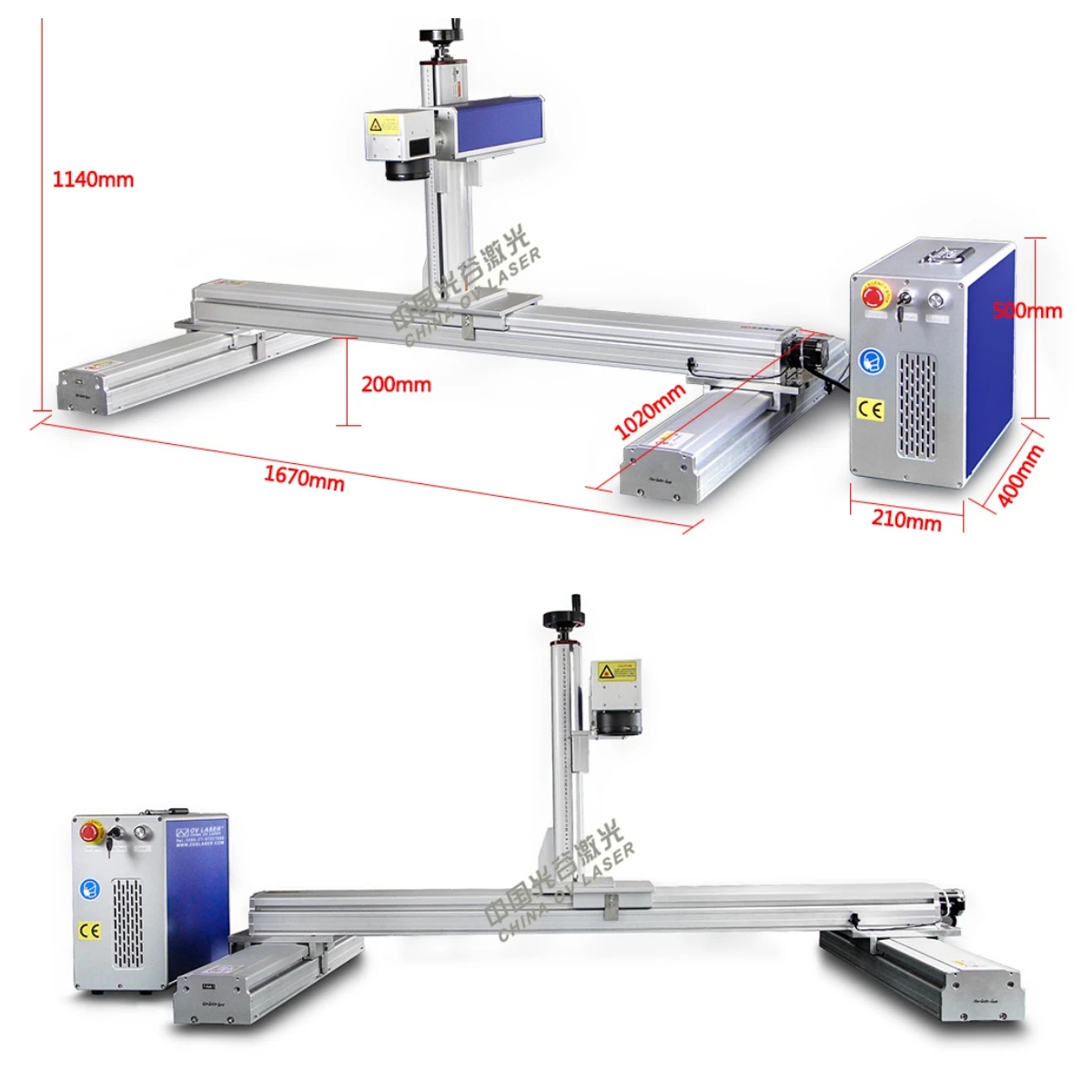 Gantry Type 600*1200mm Large Working Area Raycus JPT 30W 50W 100W  XY Moving Laser Engraving  Fiber Laser Marking machine