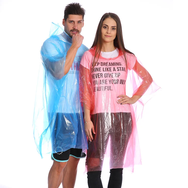 HYFS-2 Outdoor Transparent Travel Portable PE Raincoat Adult Long Disposable Raincoat