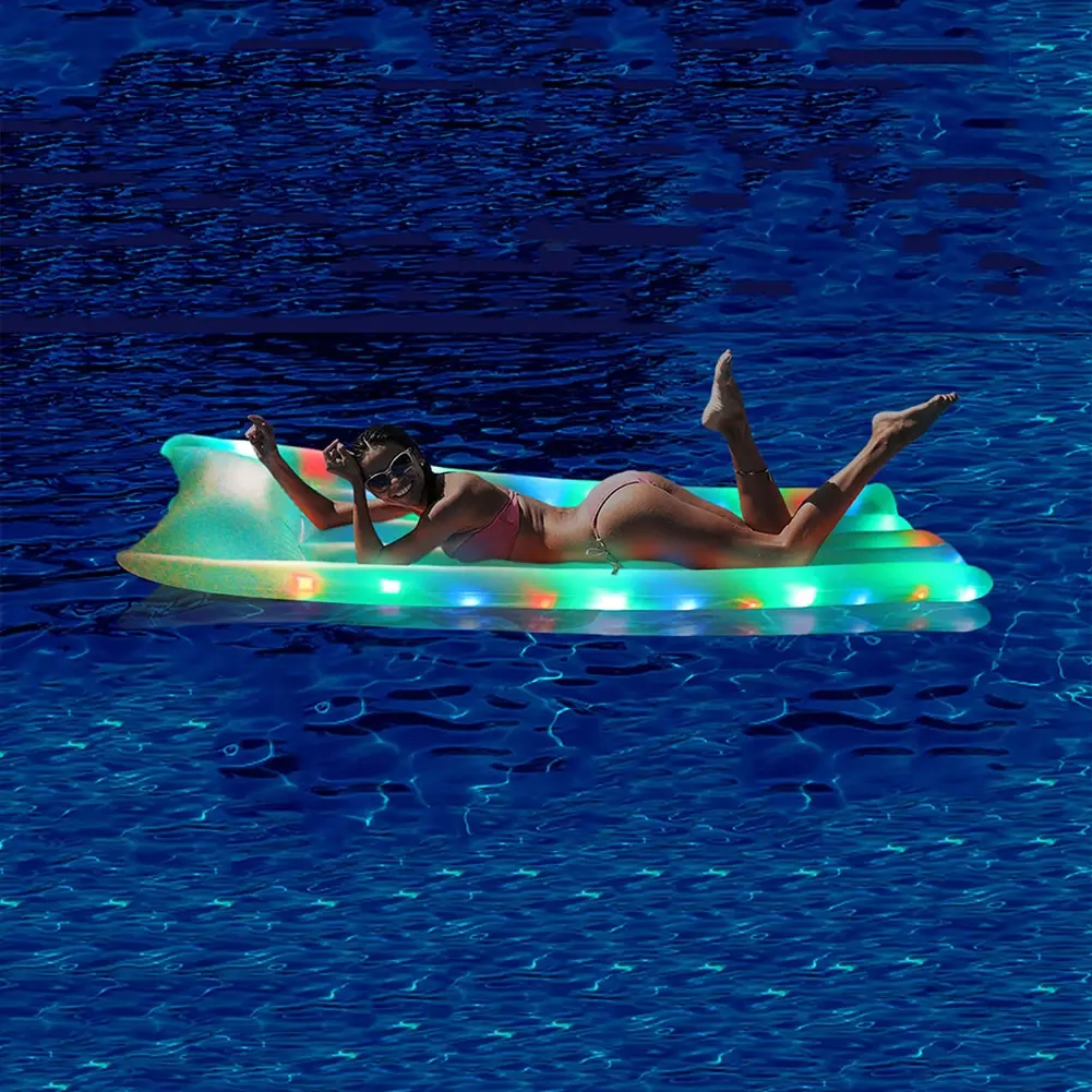 LED Flashing Swimming Pool Float Inflatable Toys Beach Multi-Color Water Hammock Inflatable Swim Tube