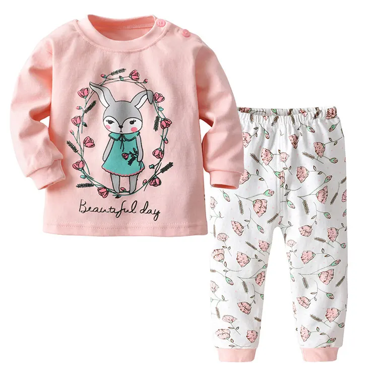 Wholesale 100% Cotton Long Sleeve Baby Children's Pajama Set Autumn Children's Sleepwear