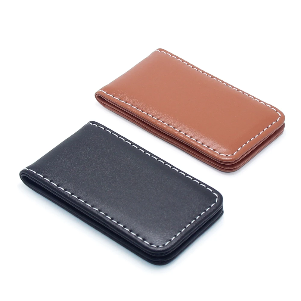 
Bifold Wallet Vintage Mini Magnet Leather Wallet Women Men Money Clip Pocket Purse Unisex Simple Cash Holder Money Clip Leather 
