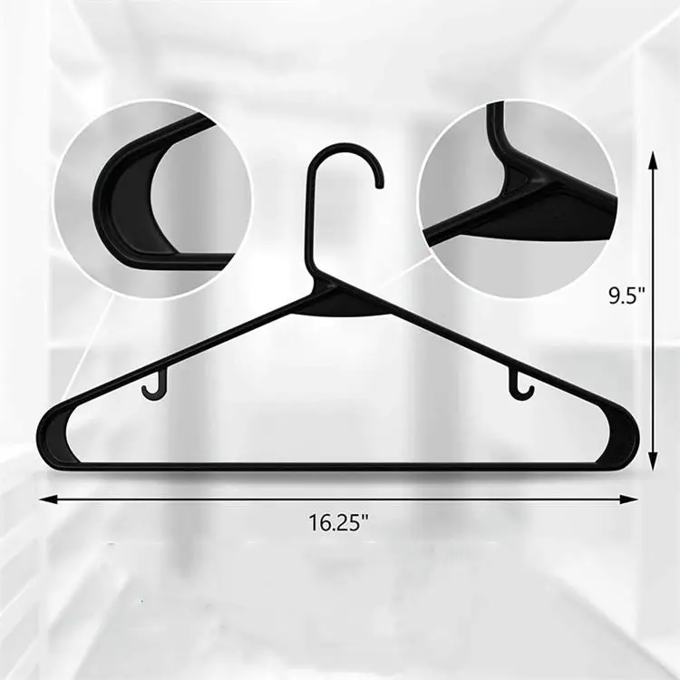 Lightweight Space Saving Laundry Hangers Durable Plastic Clothes Hangers Black Hangers Pack of 20PCS