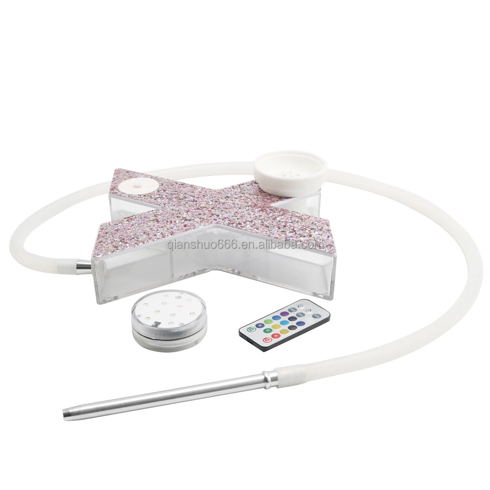 2022 New design customized Wholesale cheap portable acrylic hookah car travel shisha box X shisha hookah with LED light