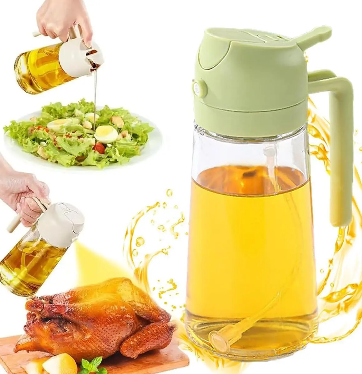 2 in 1 Oil Sprayer and Dispenser for Cooking Oil Spray Bottle for Kitchen Oil Mister Spray Bottle for Cooking