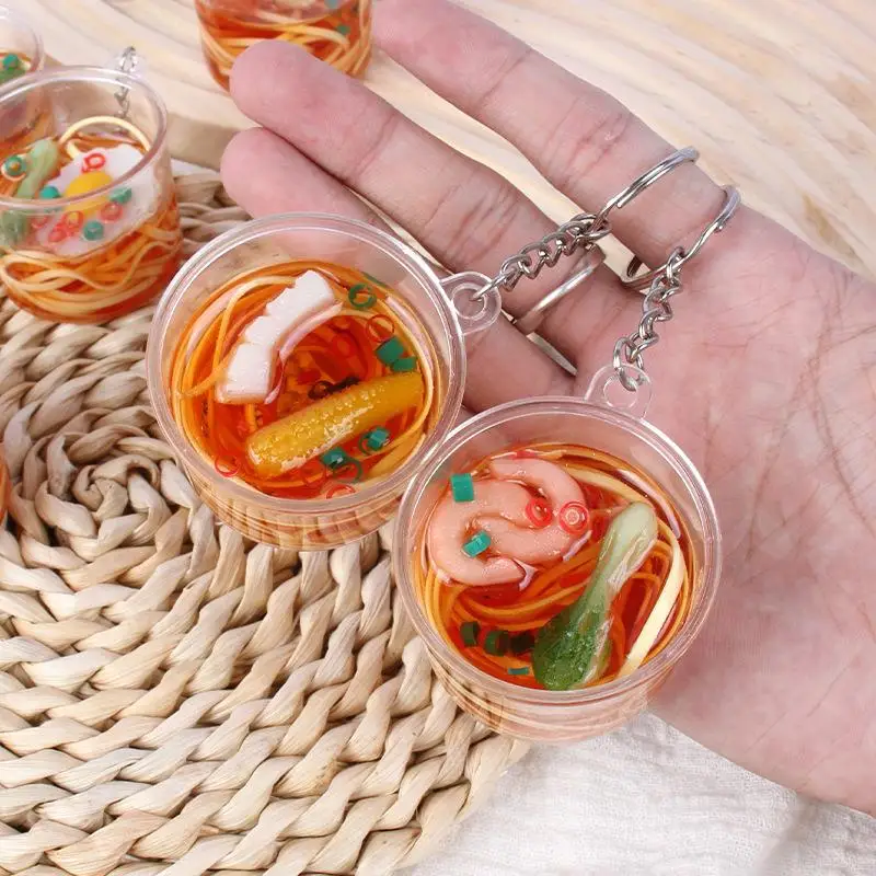 HY wangdun simulation soup noodle flavor snack model Key chain Mini Ramen Play school bag pendant hanging ornamentminiatures