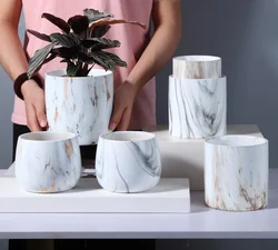 Garden Supplies Manufacturer ceramic cute flower pots unique design bulk stacked ring bubble spiral circle round planter pot