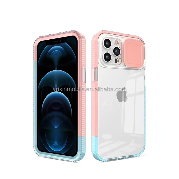 Double Color Camera Protective Push Slide Window Shockproof TPU Mobile Phone Cover for Redmi Note 11 Note 11pro HOT 11 play