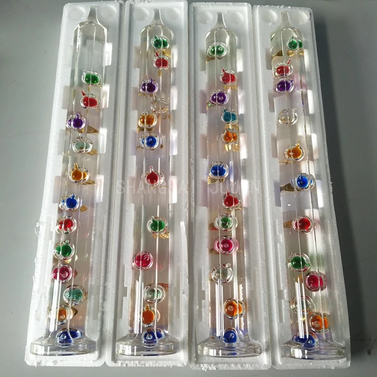 
H28cm 5 balls multiple sizes clear glass Home Indoor Decoration buoyancy Physics Experiment kits Liquid Galileo Thermometer 