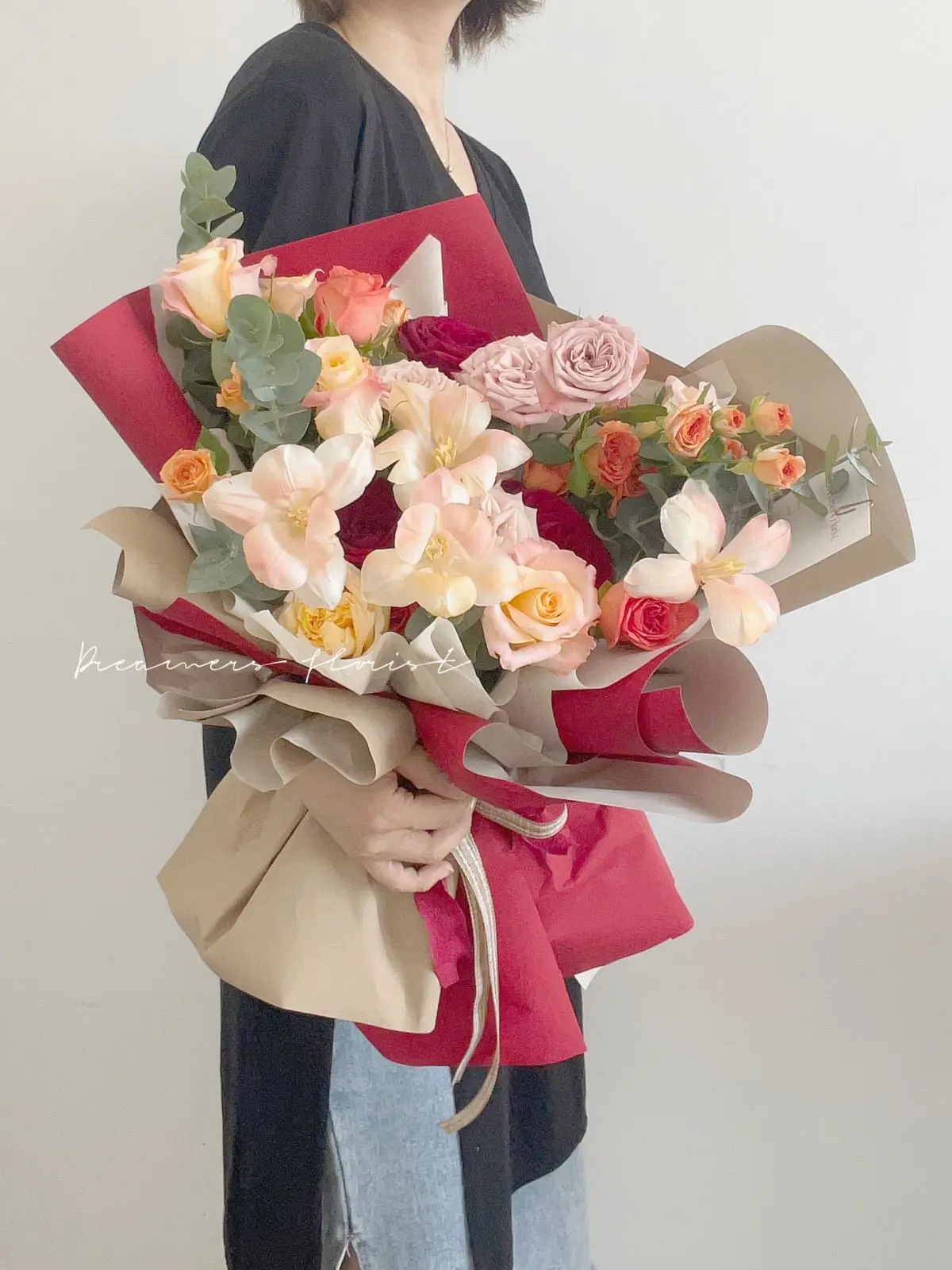 SINOWRAP Peach Skin Velvet Paper Flower Bouquet Bag FloweR Paper Handmade DIY Flower Wrapping Paper