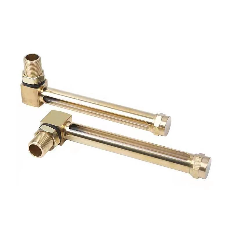 150MM L Type Brass Body Liquid Level Gauge Threaded Glass Tube Sight Glass Hexagon Connection Equal Head OEM Supported Oil NPT