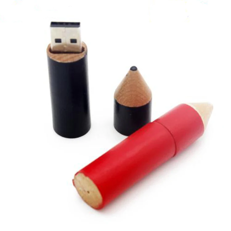 Wholesale Wooden Pencil USB Flash Drive 2.0 4GB 8GB Low Carbon Pen Drive 2GB 1GB USB Memory Stick 3.0 32GB 64GB Education Gift