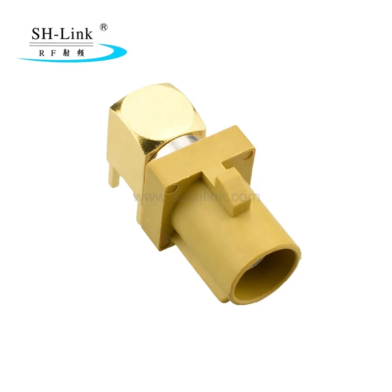 Fakra K Male Curry Right Angle Thru Hole PCB Solder Connector for Car