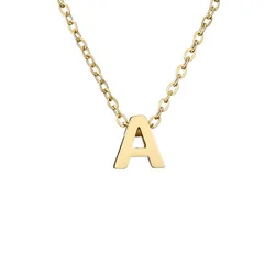 Factory Price Real Gold Plated Stainless Steel 26 Letters Pendant Necklace Link Chain Titanium Steel Alphabet Necklace
