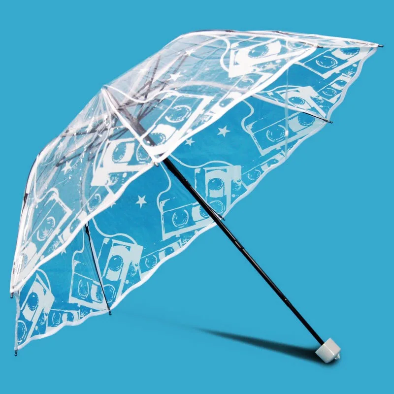 Apollo white printing series transparent three fold umbrella clear flower pattern umbrella waterproof country umbrella