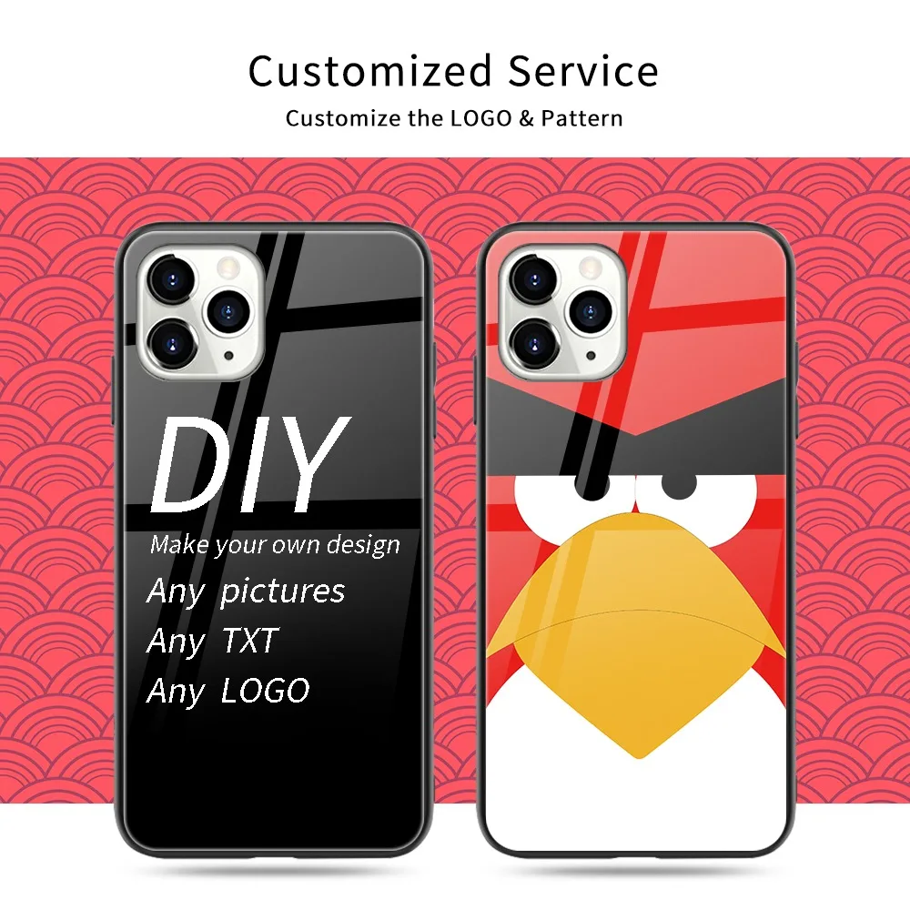 Game Cute Cartoon Birds Designer Mobile Cover sublimation Glossy Tempered Glass Phone Cases for iPhone 13 12 11 Pro Max