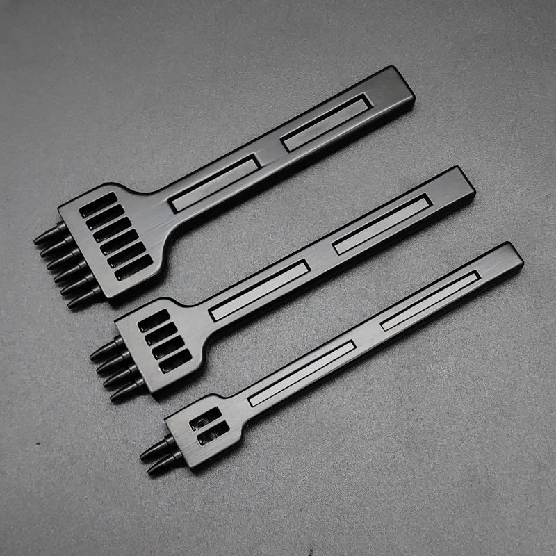 4/5/6mm Leather Craft Punch Tool Sets Black alloy 2/4/6 Prong Punch Hole Chisel French Style Graving Stitching Punch Tools Kit