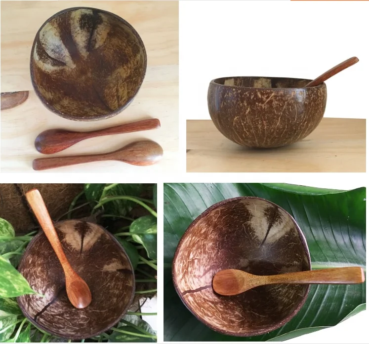 Hot selling organic natural coconut bowl, coconut shell bowl, manual coconut wood bowl