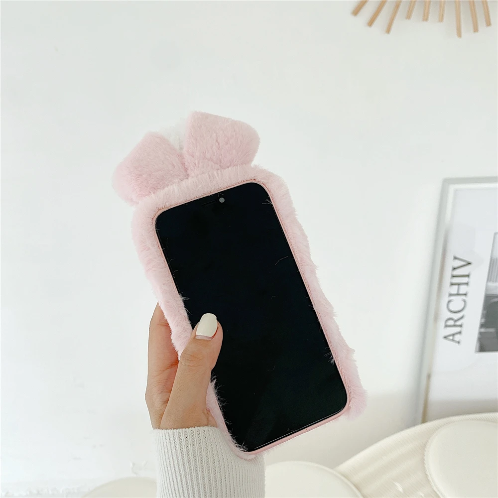 Hot Sale Girl Soft Rabbit Ears Plush Cartoon Phone Case For iPhone 12 Pro Max 11 X XS XR 7 8 plus SE