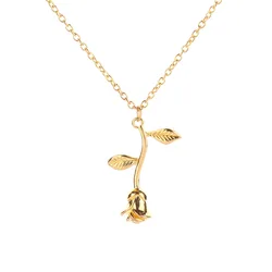 Новое поступление Золотое серебряное розовое позолоченное ожерелье с подвеской в виде цветка розы подарок на день Святого Валентина ожерелье с розовым цветком