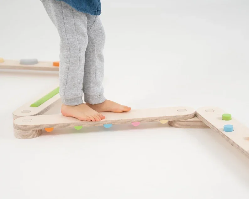 Double-sided balance beam sets balance path wood balance beam for kid