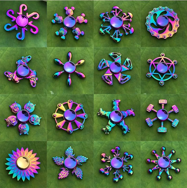 Rainbow Heptagonal Hand Spinner Fidget Zinc Alloy Metal Fidget Spinner Finger Spinner