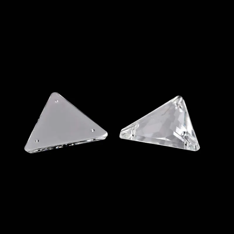 Handmade Acrylic Diamond Triangle Table Sequins Three-Hole Wedding Dress Headscarf Nail Beads  Rhinestones Sew-On Glass