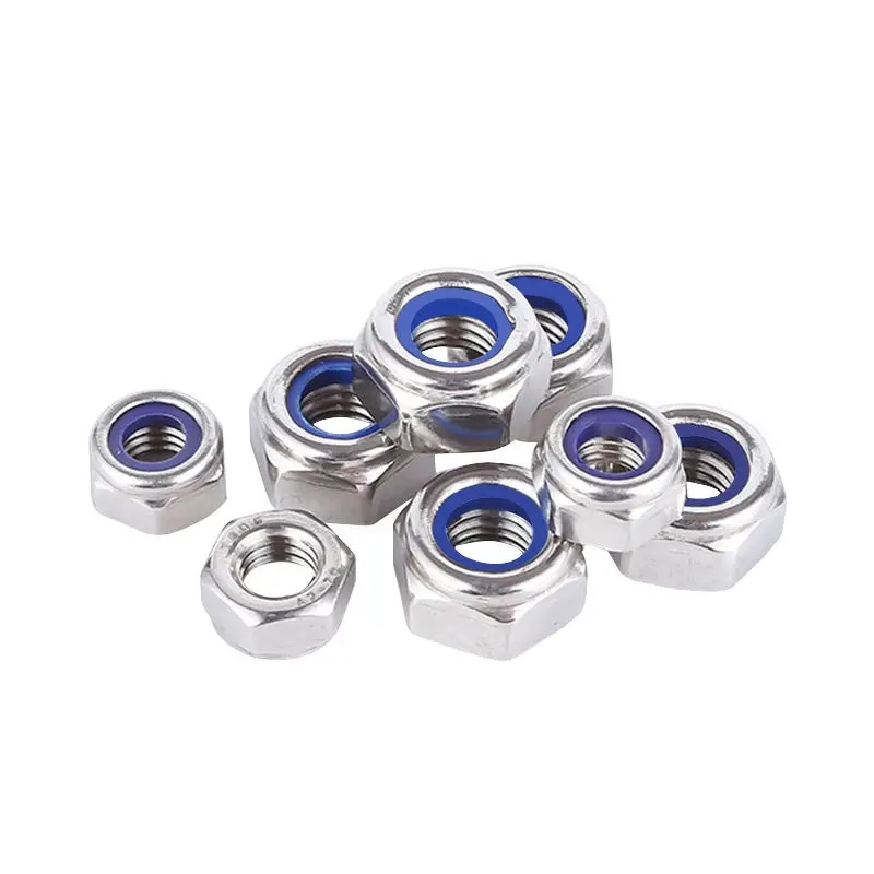 China Factory Wholesale Din985 Stainless Steel Lock Nut M5 5/16 Nylon Insert Lock Nut Self-locking Hexagon lock Nuts