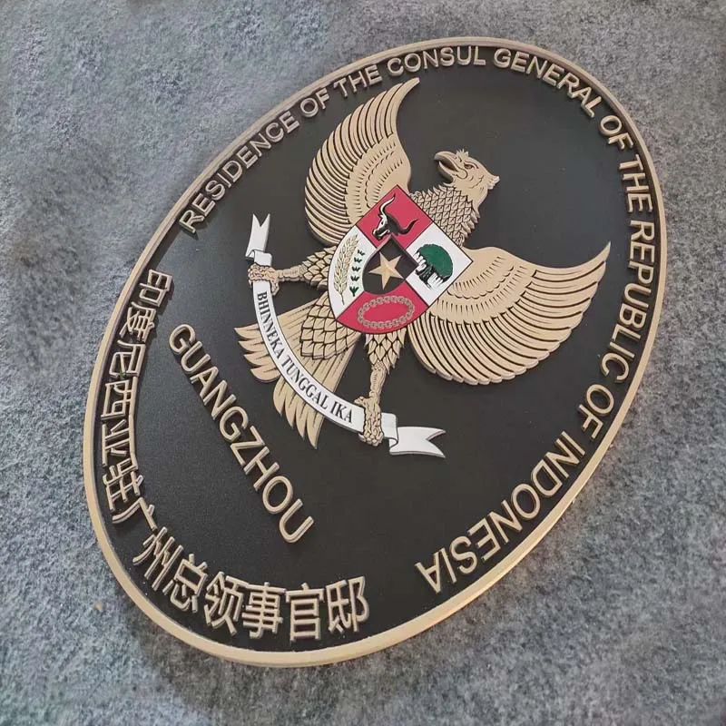 Hongsen Custom Brass Memorial Plaque Hotel Door house number Decorative Engraved Metal Name Bronze Plaque