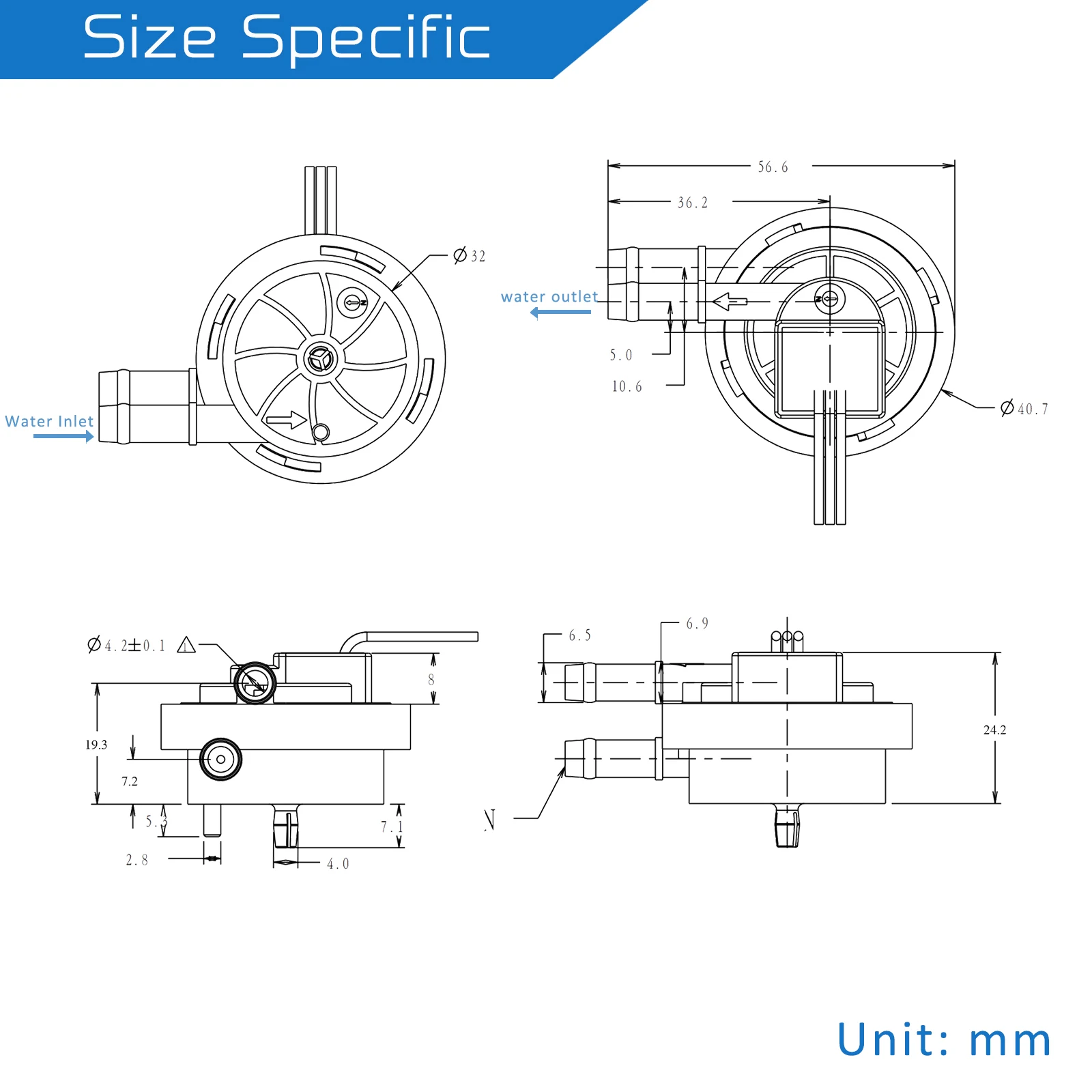 Food Grade Home Industrial Application Coffee Maker Water Dispenser Hall Flow Sensor Water Flow Switch