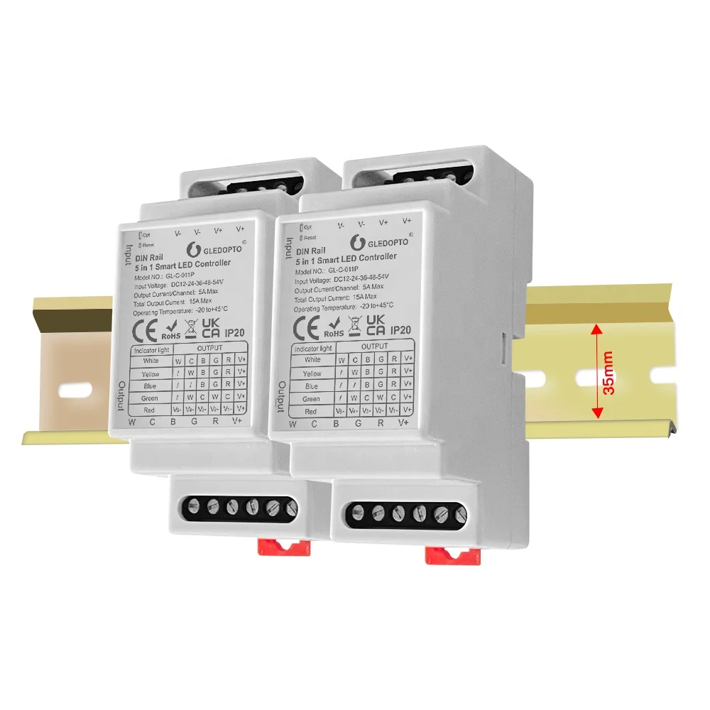 GL-C-011P Gledopto Din-рейка умный светодиодный контроллер ZigBee 3 0 управление шлюзом RGBW диммер 12 ~ 54 В 15 А работает с MQTT IFTTT