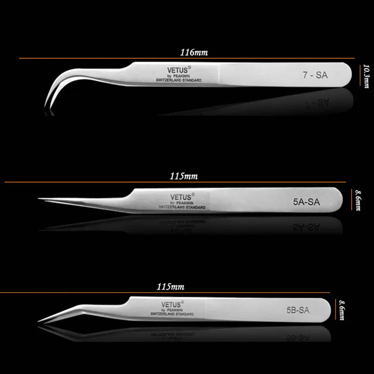 
Private label Professional Stainless Steel lashes tweezers Volume Tweezers light weight eyelash extension tweezers 
