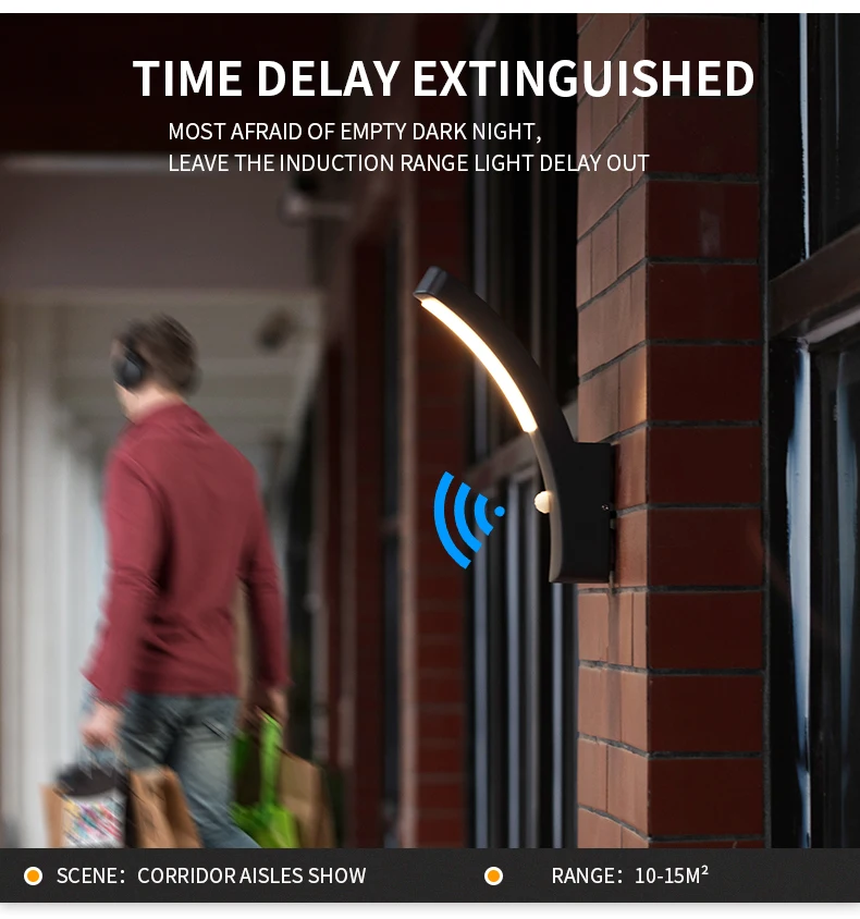 Simple LED lamp waterproof human induction lamp door terrace wall lamp personality