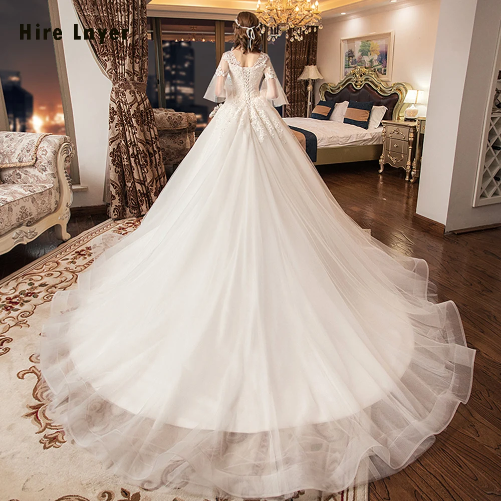 Robe Mariage China Custom Made Short Sleeve Lace Up Back Beading Sequins Appliques Ball Gown Wedding Dresses Plus Size Gelinlik