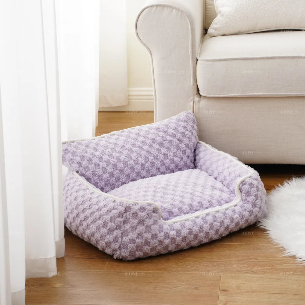 Pet Couch Bed for Small Pet Cute Dog Pet Sofa with Non-Slip Bottom Checkered Dog Bed with Washable Cover