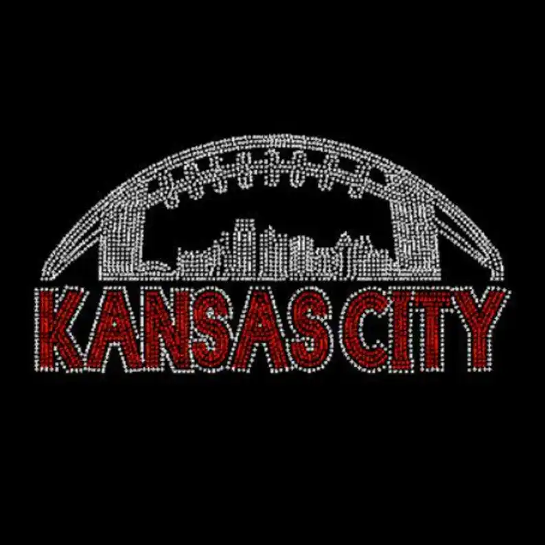 Kansas City Football логотип дизайн железа на заказ горный хрусталь мотив передачи