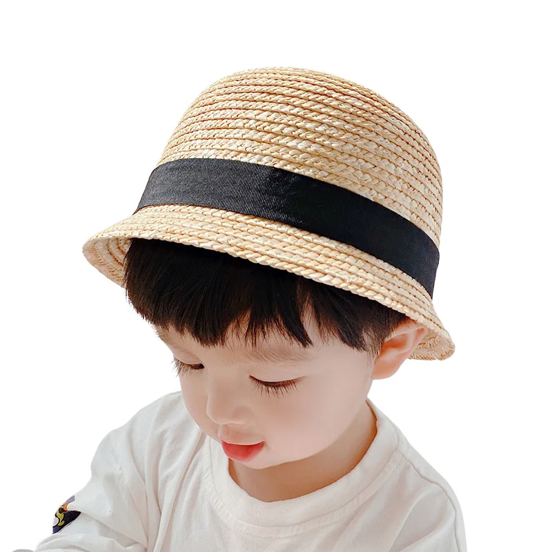 Custom hats Straw Mesh fabric Cotton toddler unisex Baby Hats Bucket hat