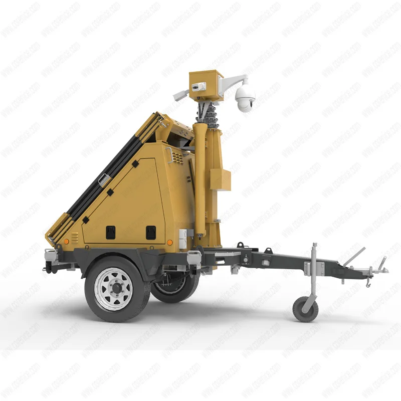 Powered Mobile Lighting Trailer with Telescopic Mast LED Solar Light Tower