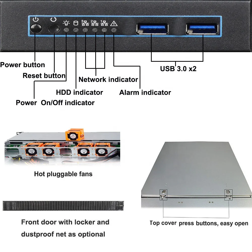 1U Rackmount Server case/chassis  with 4 Hot-Swappable SATA/SAS Drive Bay, MiniSAS /SATA connector 4 bay nas chassis