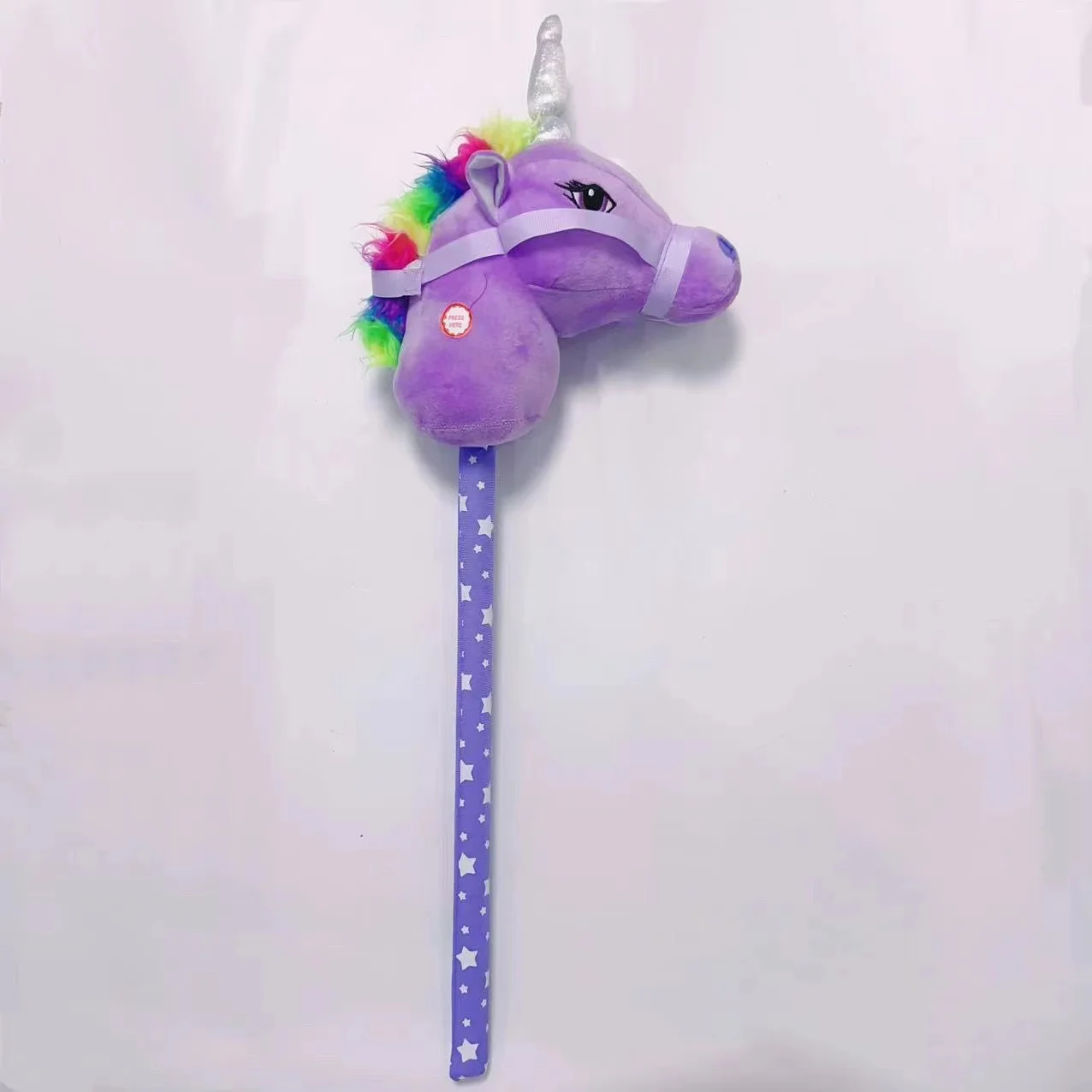New Unicorn Hobby Horse Stick Head Riding Plush Toy Horse Riding Stick With Horse Sounds
