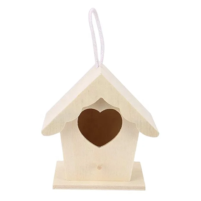 Amaping DIY Nest Wooden Bird Houses Portable Handmade Netting with Standing Pole