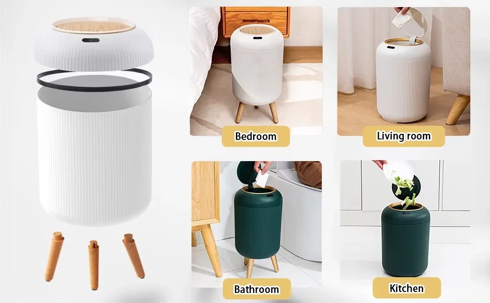 Smart sensing luxury trash can household living room bedroom touchless automatic self sealing kitchen recycle waste bin with lid