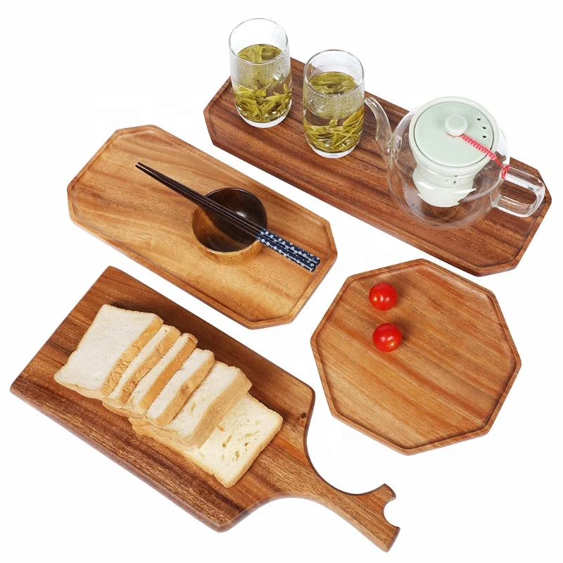 Manufacturers Wholesale Wooden Sushi Tray Rectangular Bread Tray Japanese Acacia Wooden Tray