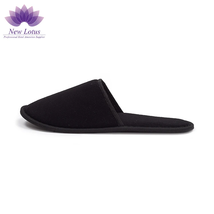 OEM Custom Logo Personalized Wholesale Luxury Cheap Black Washable Hotel Room Spa Guest Disposable Slippers