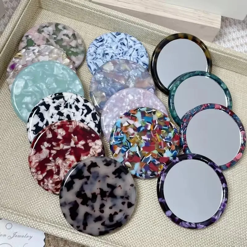 LIFENG с логотипом на заказ модные ацетатные подарки компактные женские карманные зеркала оптом
