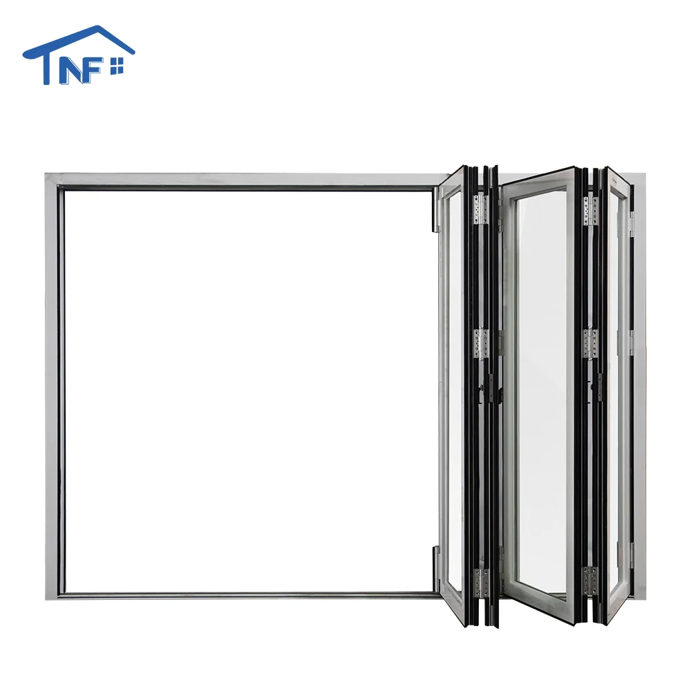 Slim frame frameless aluminium bi fold bi-folding folding glass window