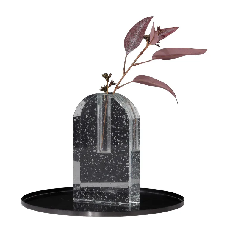 Simple modern light luxury arched crystal bubble vase living room geometric floral ornaments flower arrangement decorations