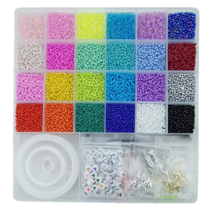 Wholesale 2mm Glass Crystal Rice Bracelet Charm Large Hole Set Custom DIY Beaded Necklace Bracelet For Jewelry Craft Making Kit